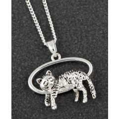 Contented Cat Silver Plated Necklace