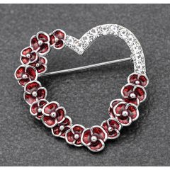 Poppy Diamante Heart Brooch