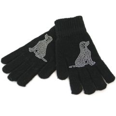 Black Doggie Knitted Gloves