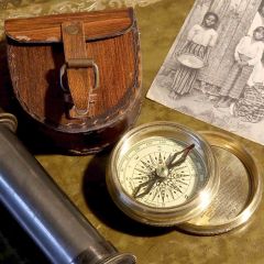 Pocket Compass In Leather Case