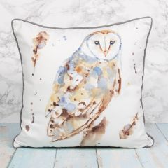 Feather Print Barn Owl Cushion