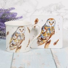 Feather Owl Mug & Coaster Set