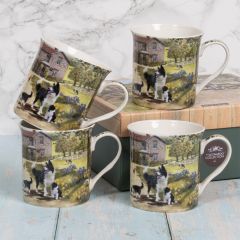 Set of Four Collie & Sheep Mugs