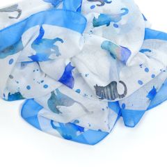 Watercolour Cat Scarf Blue