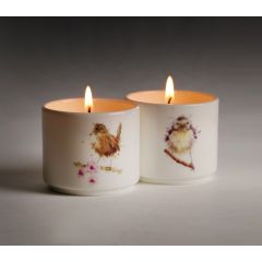Hedgerow Birds Ceramic Candle Set