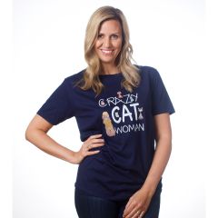 Crazy Cat Woman T-shirt Navy