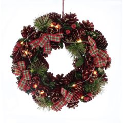 Tartan Christmas Wreath with LED Highlights