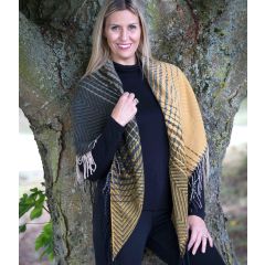 Vermilion Herringbone Cross-hatch Shawl