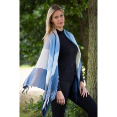 Blue/Taupe Blanket Check Scarf