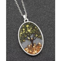 Tree of Life Green & Gold Necklace