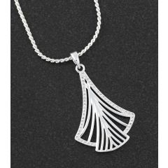 Art Deco Silver Plated Draped Fan Necklace