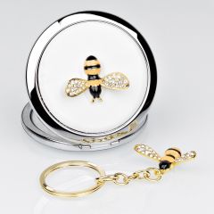 Silver-plated Bumble Bee Compact & Keyring