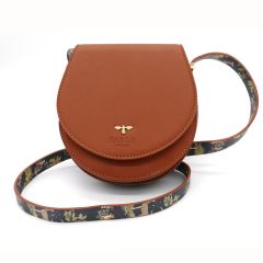 Tan PU Saddle Bag with Decorated Strap