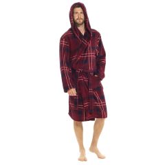 Mens Red Check Fleece Dressing Gown