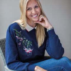 Navy Fuchsia Jersey Top