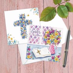 Bible Flowers & Willow Cross Easter Card Set