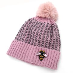 Pink Bee Pom Pom Hat