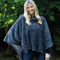 Grey Faux Fur Poncho