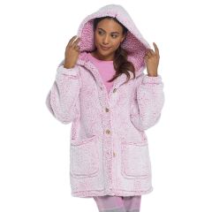 Oversized Fleece Lounge Cardigan Pink