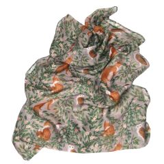 Spring Fields Owl and Fox Chiffon Scarf