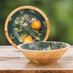 Orange Blossom Green Mango Wood Dish